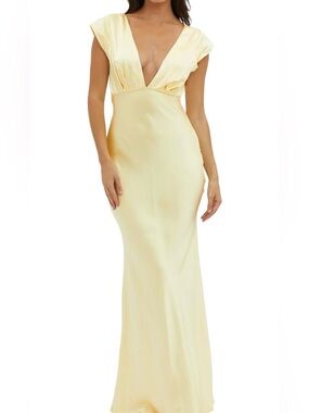 NWT Butter Yellow Satin Dress M
